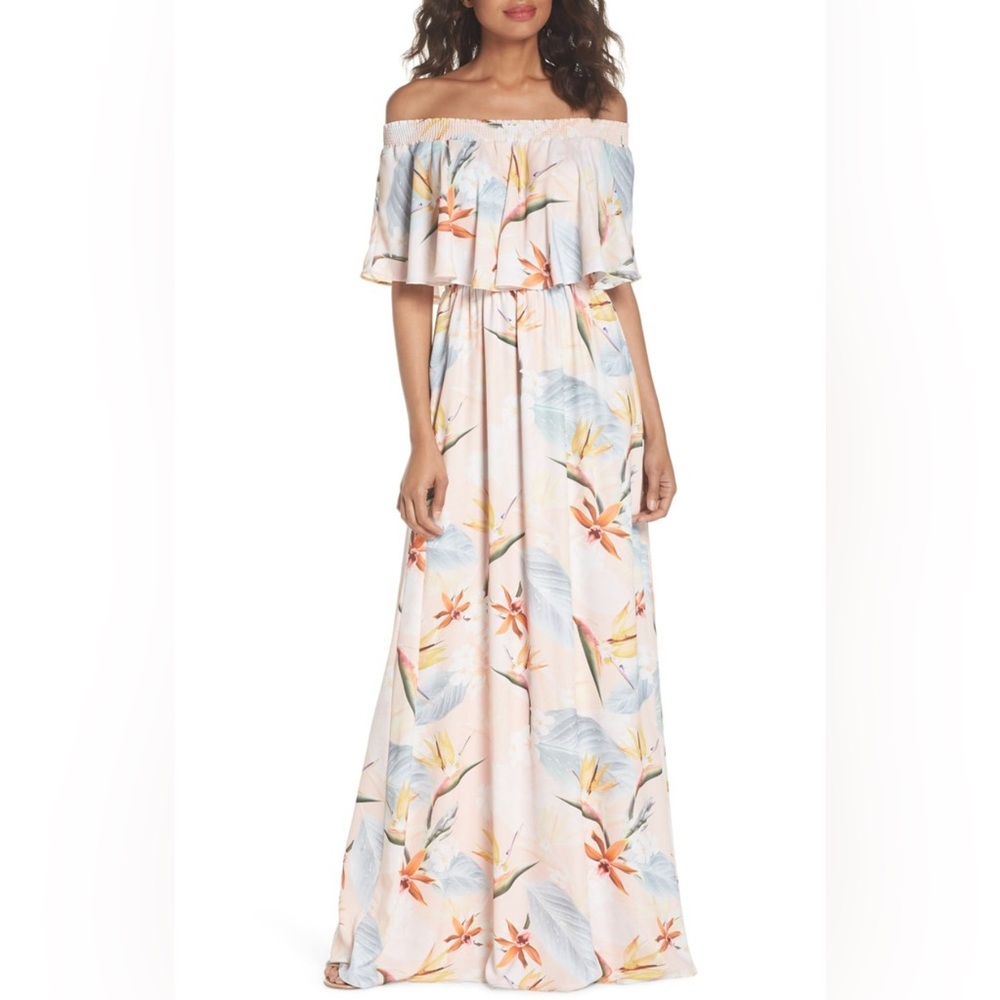 Show me your mumu hacienda strapless maxi dress in floral paradise party